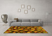 Machine Washable Abstract Yellow Contemporary Rug in a Living Room, wshcon1488yw