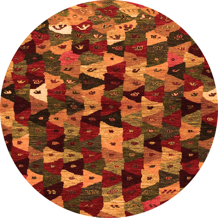 Square Abstract Orange Contemporary Rug, con1488org