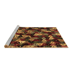 Sideview of Machine Washable Abstract Brown Contemporary Rug, wshcon1488brn