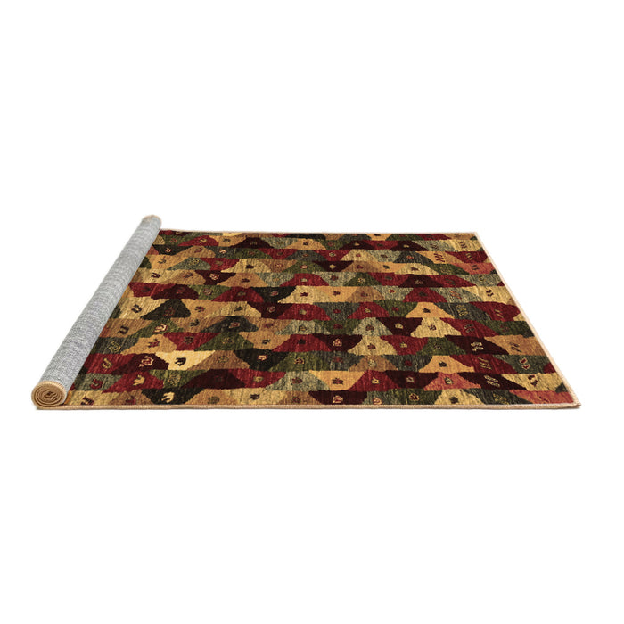 Sideview of Machine Washable Abstract Brown Contemporary Rug, wshcon1488brn