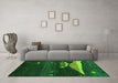 Machine Washable Abstract Green Contemporary Area Rugs in a Living Room,, wshcon1489grn