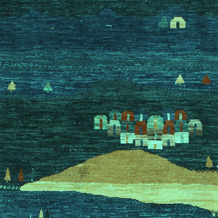 Machine Washable Abstract Turquoise Contemporary Area Rugs, wshcon1489turq