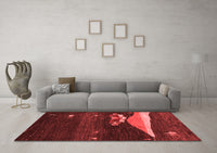 Machine Washable Abstract Red Contemporary Rug, wshcon1489red