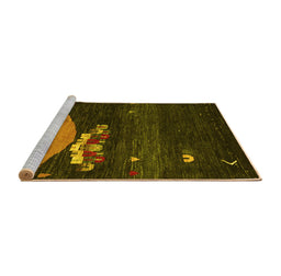 Sideview of Machine Washable Abstract Yellow Contemporary Rug, wshcon1489yw