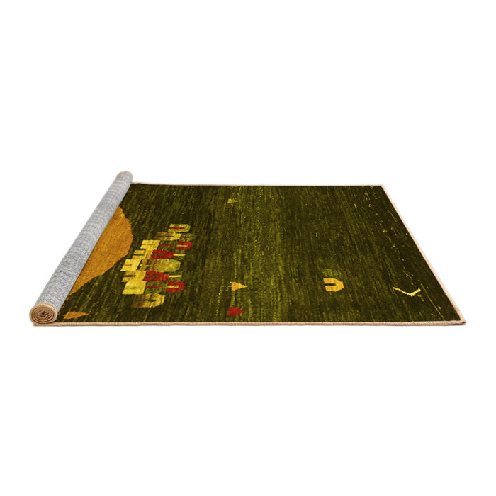 Sideview of Machine Washable Abstract Yellow Contemporary Rug, wshcon1489yw