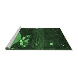 Sideview of Machine Washable Abstract Emerald Green Contemporary Area Rugs, wshcon1489emgrn