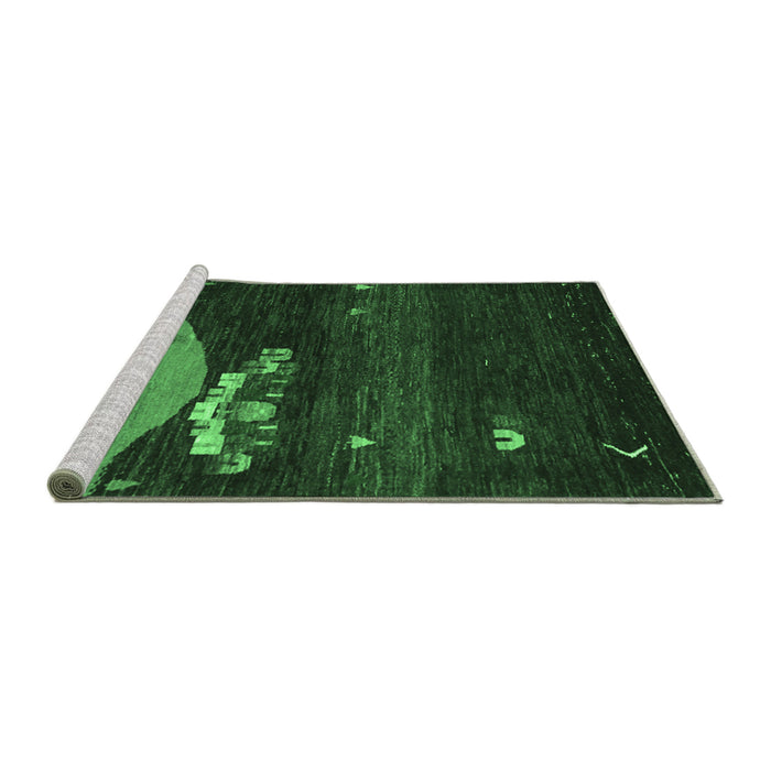 Sideview of Machine Washable Abstract Emerald Green Contemporary Area Rugs, wshcon1489emgrn