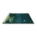 Sideview of Machine Washable Abstract Turquoise Contemporary Area Rugs, wshcon1489turq