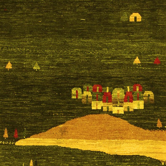 Abstract Yellow Contemporary Rug, con1489yw