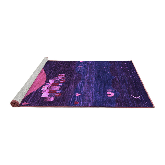 Sideview of Machine Washable Abstract Purple Contemporary Area Rugs, wshcon1489pur