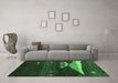 Machine Washable Abstract Emerald Green Contemporary Area Rugs in a Living Room,, wshcon1489emgrn