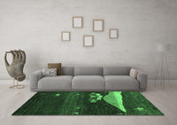 Machine Washable Abstract Emerald Green Contemporary Rug, wshcon1489emgrn