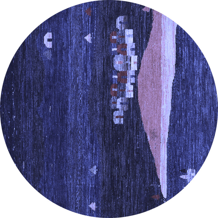Round Abstract Blue Contemporary Rug, con1489blu