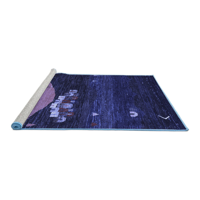 Sideview of Machine Washable Abstract Blue Contemporary Rug, wshcon1489blu