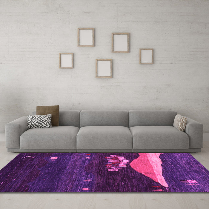 Machine Washable Abstract Pink Contemporary Rug in a Living Room, wshcon1489pnk
