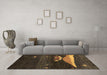 Machine Washable Abstract Brown Contemporary Rug in a Living Room,, wshcon1489brn