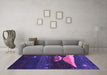 Machine Washable Abstract Purple Contemporary Area Rugs in a Living Room, wshcon1489pur