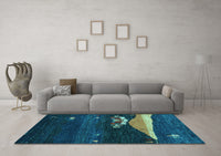 Machine Washable Abstract Light Blue Contemporary Rug, wshcon1489lblu