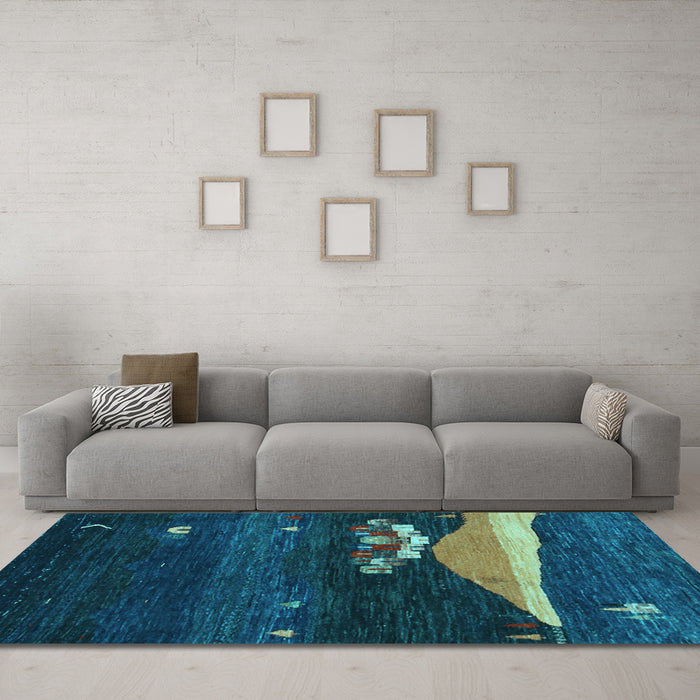 Machine Washable Abstract Light Blue Contemporary Rug in a Living Room, wshcon1489lblu