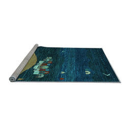 Sideview of Machine Washable Abstract Light Blue Contemporary Rug, wshcon1489lblu