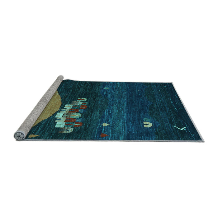 Sideview of Machine Washable Abstract Light Blue Contemporary Rug, wshcon1489lblu