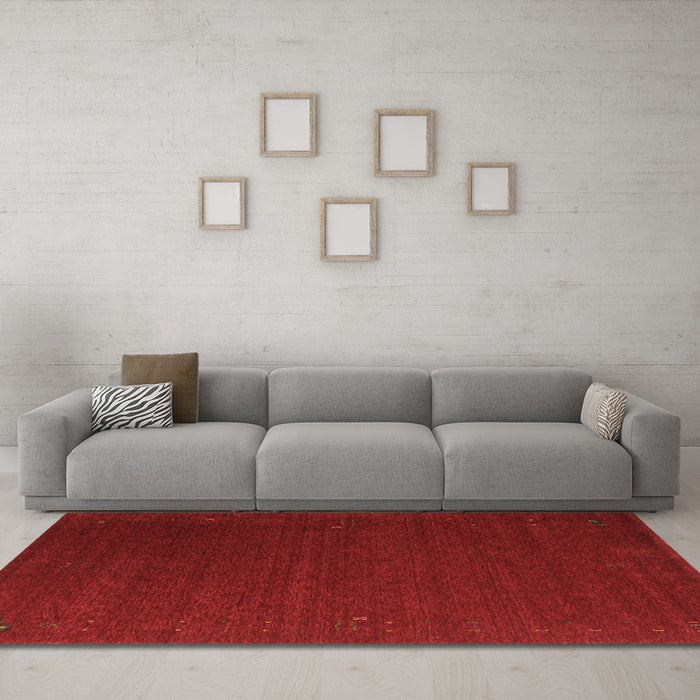 Machine Washable Abstract Brown Contemporary Rug in a Living Room,, wshcon148brn