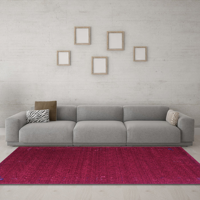 Machine Washable Abstract Purple Contemporary Area Rugs in a Living Room, wshcon148pur