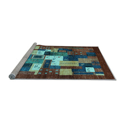 Sideview of Machine Washable Abstract Light Blue Contemporary Rug, wshcon1490lblu