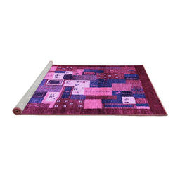 Sideview of Machine Washable Abstract Purple Contemporary Area Rugs, wshcon1490pur