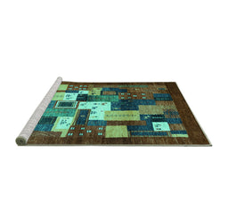 Sideview of Machine Washable Abstract Turquoise Contemporary Area Rugs, wshcon1490turq