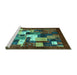 Sideview of Machine Washable Abstract Turquoise Contemporary Area Rugs, wshcon1490turq