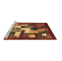 Sideview of Machine Washable Abstract Brown Contemporary Rug, wshcon1490brn
