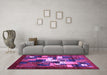 Machine Washable Abstract Purple Contemporary Area Rugs in a Living Room, wshcon1490pur