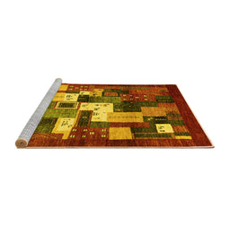 Sideview of Machine Washable Abstract Yellow Contemporary Rug, wshcon1490yw