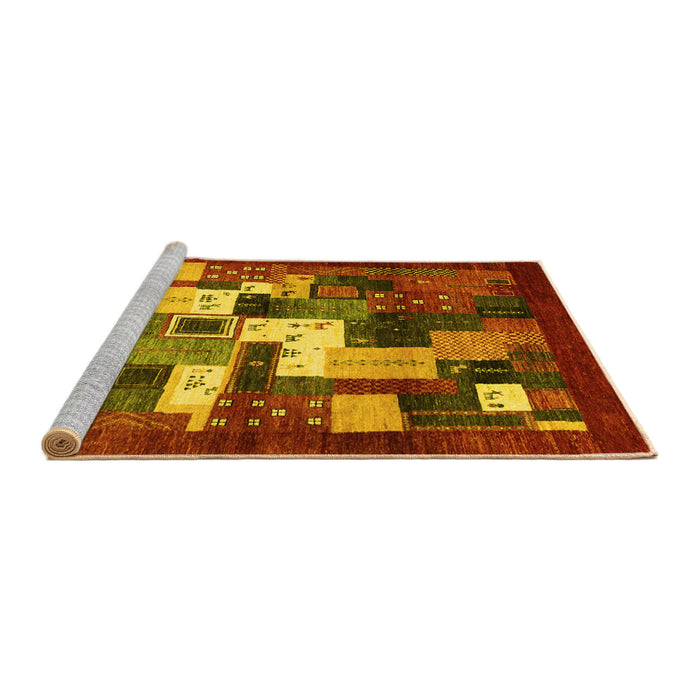 Sideview of Machine Washable Abstract Yellow Contemporary Rug, wshcon1490yw