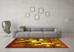 Machine Washable Abstract Yellow Contemporary Rug in a Living Room, wshcon1490yw