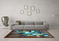 Machine Washable Abstract Light Blue Contemporary Rug, wshcon1490lblu