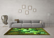 Machine Washable Abstract Green Contemporary Area Rugs in a Living Room,, wshcon1490grn