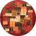 Square Abstract Orange Contemporary Rug, con1490org