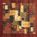 Square Machine Washable Abstract Brown Contemporary Rug, wshcon1490brn