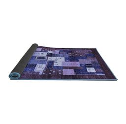 Sideview of Abstract Blue Contemporary Rug, con1490blu