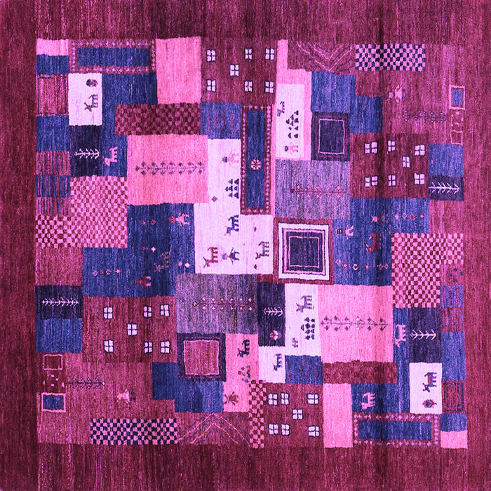 Square Machine Washable Abstract Purple Contemporary Area Rugs, wshcon1490pur