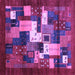 Square Machine Washable Abstract Purple Contemporary Area Rugs, wshcon1490pur