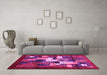 Machine Washable Abstract Pink Contemporary Rug in a Living Room, wshcon1490pnk