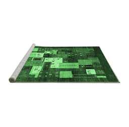 Sideview of Machine Washable Abstract Emerald Green Contemporary Area Rugs, wshcon1490emgrn