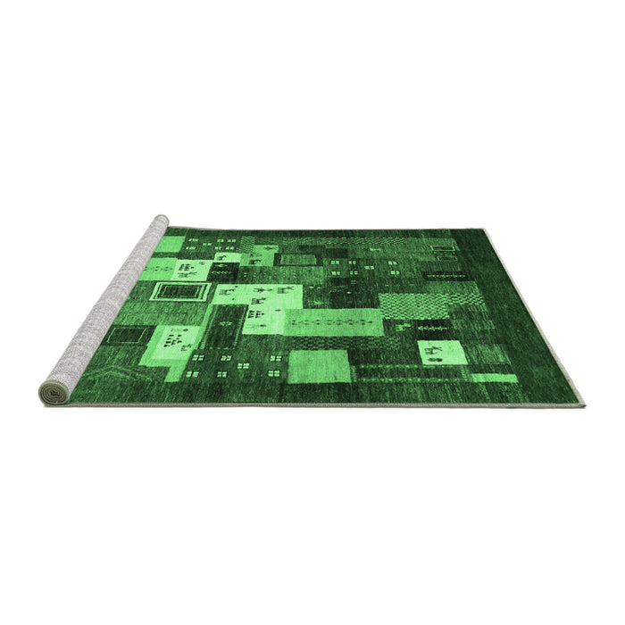 Sideview of Machine Washable Abstract Emerald Green Contemporary Area Rugs, wshcon1490emgrn