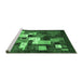 Sideview of Machine Washable Abstract Emerald Green Contemporary Area Rugs, wshcon1490emgrn