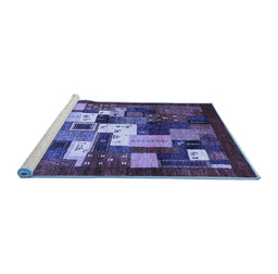 Sideview of Machine Washable Abstract Blue Contemporary Rug, wshcon1490blu