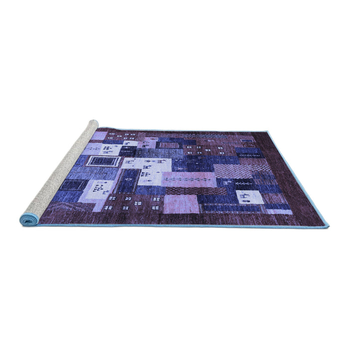 Sideview of Machine Washable Abstract Blue Contemporary Rug, wshcon1490blu