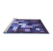 Sideview of Machine Washable Abstract Blue Contemporary Rug, wshcon1490blu